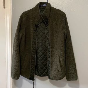 Abercrombie and Fitch, Olive/Military green Sherpa full zip jacket